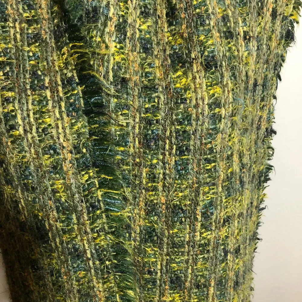 Green & Yellow Woven Fringe Scarf – Boutique Winter Style